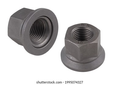 Wheel Nut, For Truck, Isolated On White Background. Spare Parts