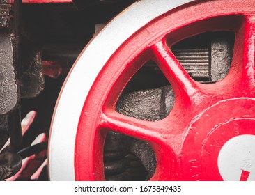 Wheel of old retro vintage steam train