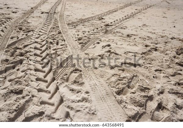 Wheel or Tire Track on The
Sand