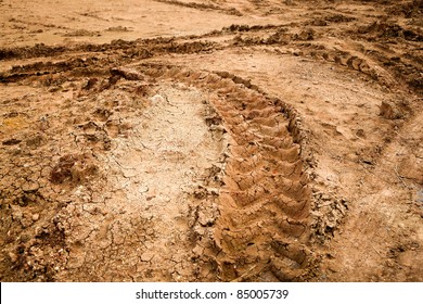 Wheel Tracks On Dirt