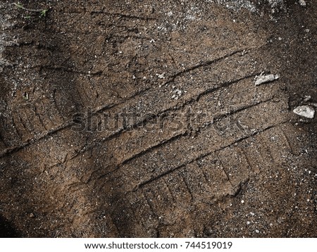 Wheel tracks on the soil
