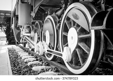 wheel of train with black and white tone