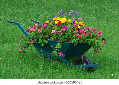 Lace wheelbarrow with flowers