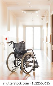 Wheelchair in the corridor of a nursing home