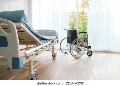 The Wheelchair Patient Bed Is In The Hospital Ward.