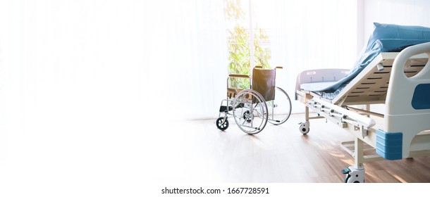 The Wheelchair Patient Bed Is In The Hospital Ward.