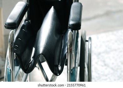 Wheelchair For Patients Who Can't Walk Or A Sick Person Who Is Recovering Sit And Spin Straight, The Wheels Will Be Able To Move. Use In Hospital. Selective Focus