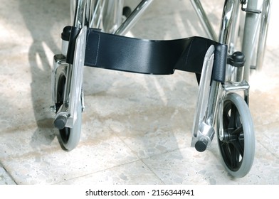 Wheelchair For Patients. Who Can't Walk Or A Sick Person Who Is Recovering Sit And Spin Straight, The Wheels Will Be Able To Move. Use In Hospital. Selective Focus