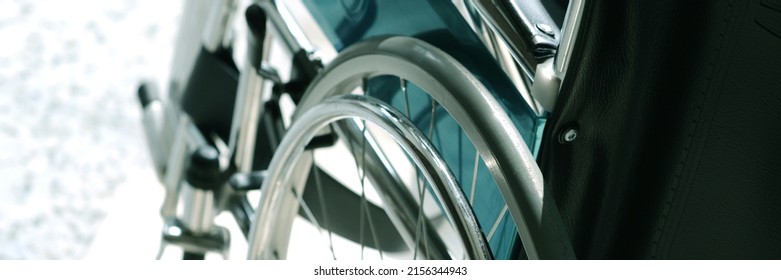 Wheelchair For Patients. Who Can't Walk Or A Sick Person Who Is Recovering Sit And Spin Straight, The Wheels Will Be Able To Move. Use In Hospital. Selective Focus