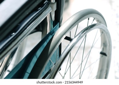 Wheelchair For Patients. Who Can't Walk Or A Sick Person Who Is Recovering Sit And Spin Straight, The Wheels Will Be Able To Move. Use In Hospital. Selective Focus