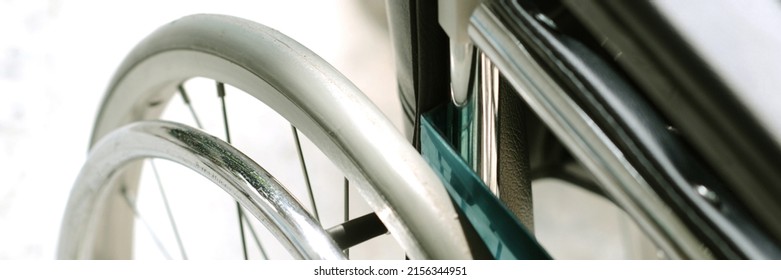 Wheelchair For Patients. Who Can't Walk Or A Sick Person Who Is Recovering Sit And Spin Straight, The Wheels Will Be Able To Move. Use In Hospital. Selective Focus