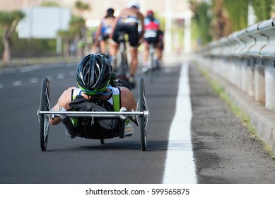 Wheelchair Race Cycling Race Triathlon Participant, Para Triathlete