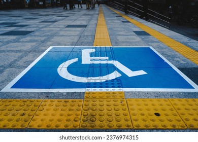 Wheelchair symbol on walkway, Wheelchair road sign disabled handicapped, Wheelchair Handicap Sign  