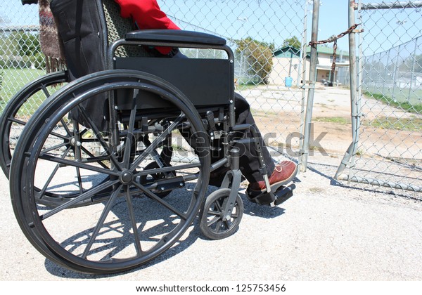 Wheelchairbound Person Front Road Block Stock Photo Edit Now