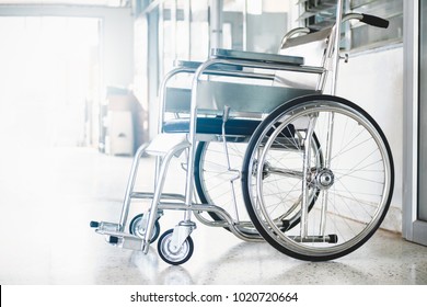 Wheelchairs in the hospital ,Wheelchairs waiting for patient services. with light copy space on left area