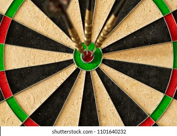 When darts play with three arrows hit the Bullseye