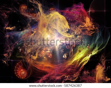 When Numbers Dream series. Backdrop of  fractals,  natural forms and conceptual particles to complement your design on the subject of math, design, magic, philosophy and science of nature