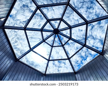 When you gaze up at the beautiful sky through a magnificent glass dome, it creates a stunning visual experience that captivates the eye - Powered by Shutterstock