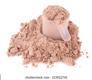 Whey Protein Powder In Scoop Isolated On White