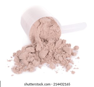 Whey Protein Powder In Scoop Isolated On White