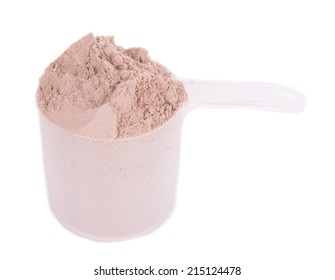 Whey Protein Powder In Scoop Isolated On White