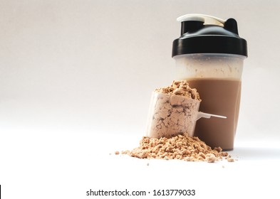 Whey protein powder with shaker for mixing