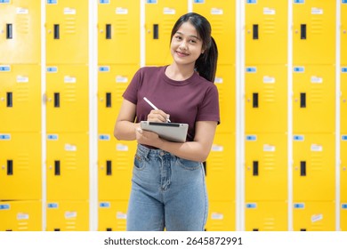 While attending a university faculty workshop, Asian school girls sat in a collaborative classroom, using laptops to brainstorm solutions to environmental issues.