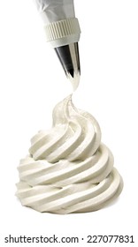  Whipped buttercream with icing, frosting or piping bag isolated on white background