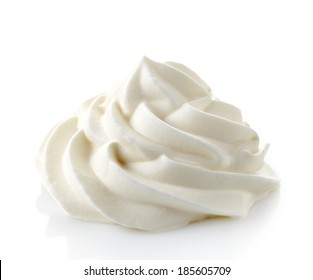 Whipped Cream Isolated On A White Background