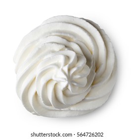 Whipped Cream Isolated On White Background. From Top View