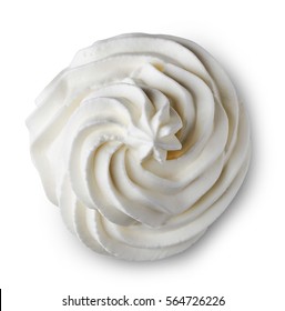 Whipped Cream Isolated On White Background. From Top View