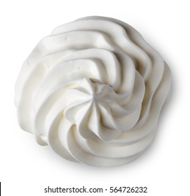 Whipped Cream Isolated On White Background. From Top View