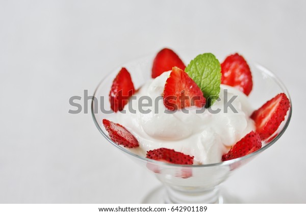 Whipped Curd Cream Strawberries Homemade Cottage Stock Photo Edit