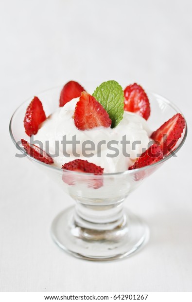 Whipped Curd Cream Strawberries Homemade Cottage Stock Photo Edit