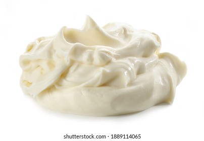 Whipped Mascarpone Cream Cheese Isolated On White Background