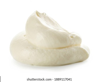 Whipped Mascarpone Cream Cheese Isolated On White Background