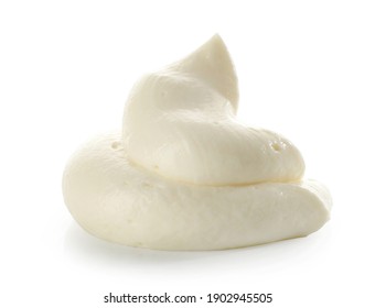 Whipped Mascarpone Cream Cheese Isolated On White Background