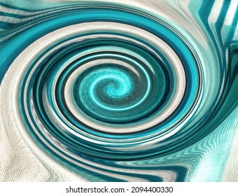 A whirling vortex spiral. Spiral of hypnosis, hypnosis concept, downward pattern, abstract background from circles of colored texture. Turquoise, blue, green, blue, white, gray colors