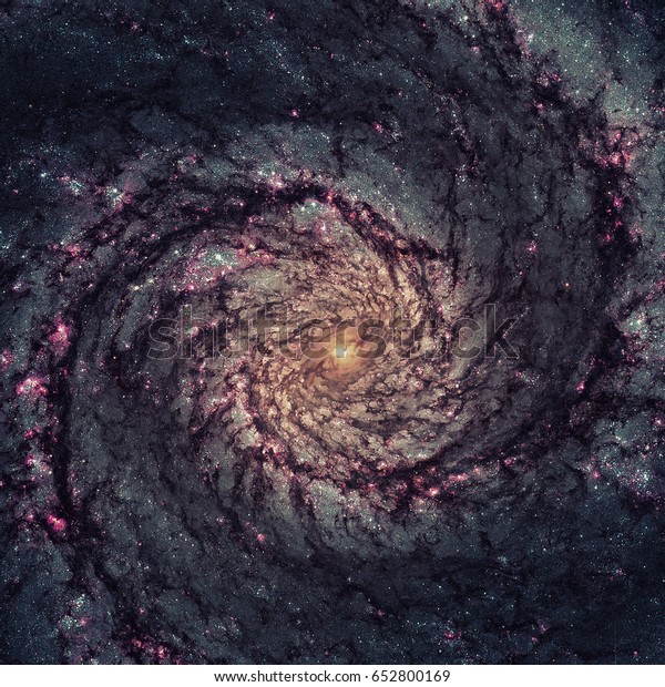 Whirlpool galaxy, M51. Starlight and light from the\
emission of glowing hydrogen, which is associated with the most\
luminous young stars in the spiral arms. Elements of this image\
furnished by NASA.
