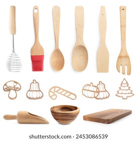 Whisk and other kitchen utensils isolated on white, collection - Powered by Shutterstock