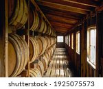Whiskey barrels in storage, Makers Mark distillery, Loretto, KY.