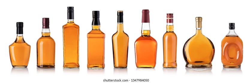whiskey bottle isolated on white background