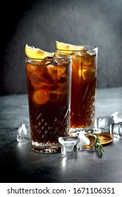 Whiskey Cola Cocktail On A Dark Background