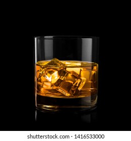 Whiskey Glass Black Background Shiny