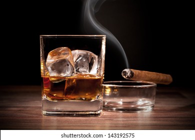 Whiskey Glass With Cigar