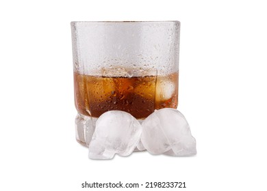 Whiskey Glass With Skull Ice Mold Cube