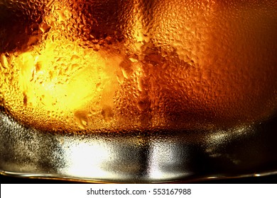 Whiskey And Ice Macro Background.Food And Drinks Macro Texture Concept