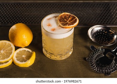 Whiskey Sour Drink In A Bar Environment