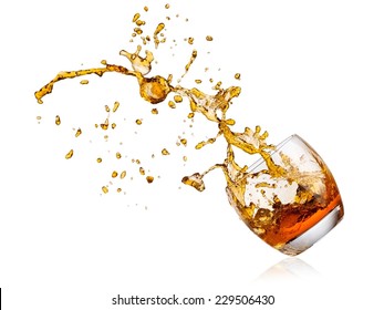 Whiskey splash with drops