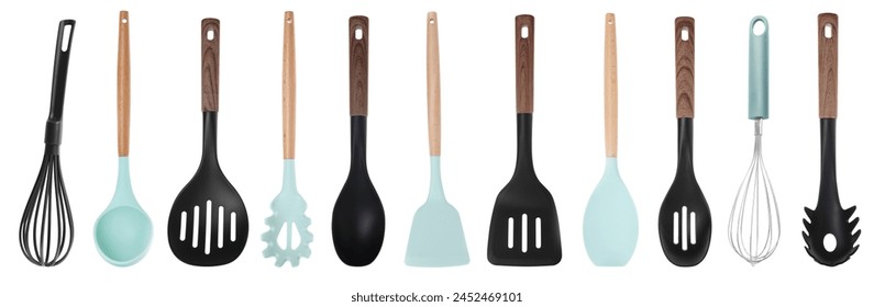 Whisks and other kitchen utensils isolated on white, collection - Powered by Shutterstock